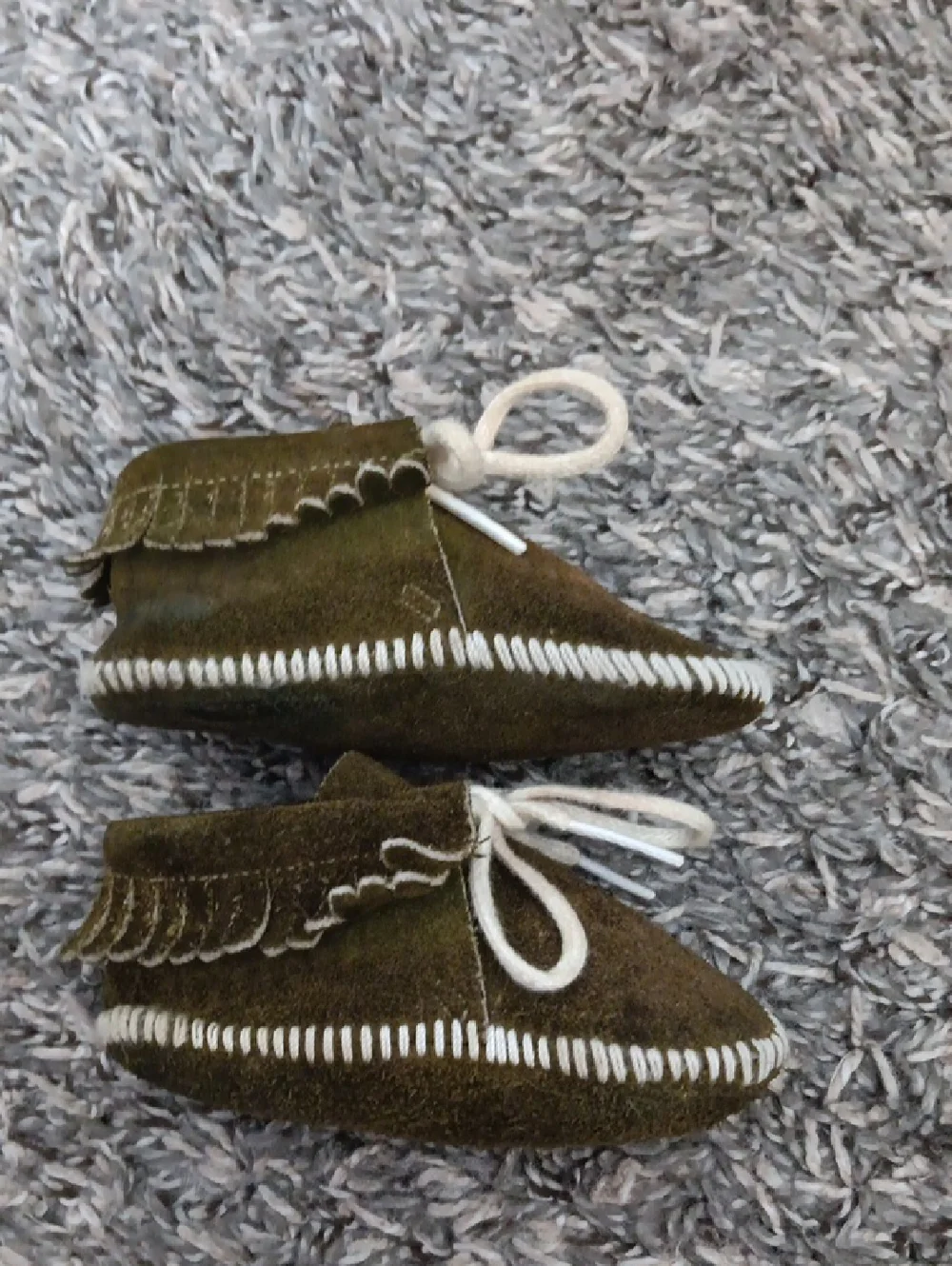 Baby Olive Green Suede Moccasin Shoes